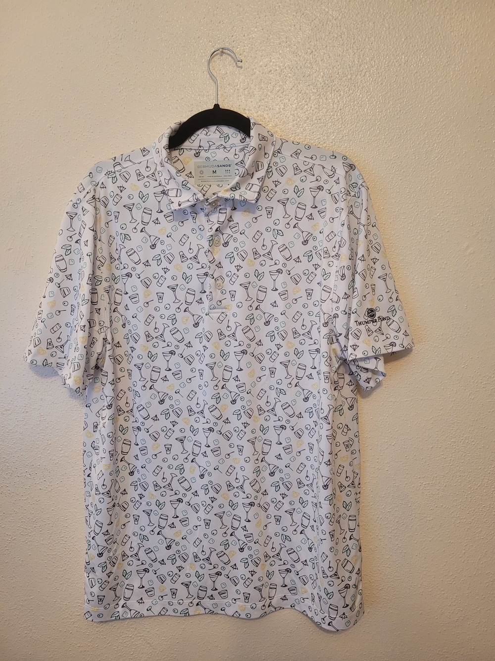 Bermuda Sands Landry Martini Golf Polo Thumper Pond Men's M White
